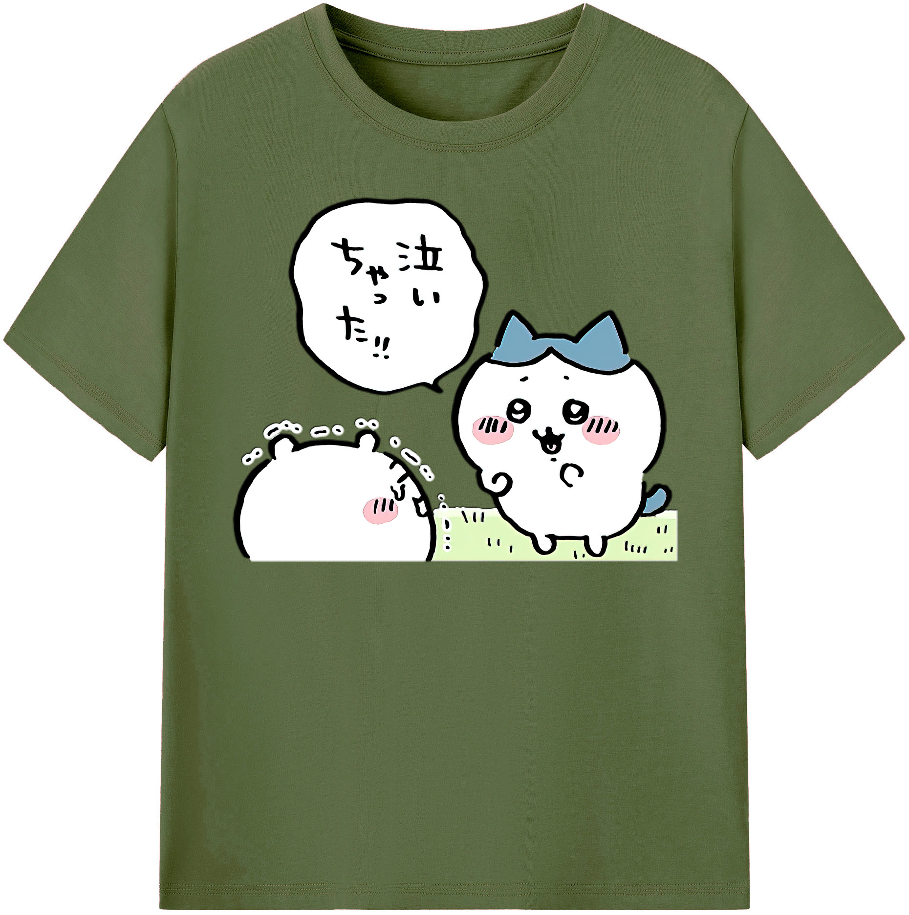 （画像用） ちいかわ ハチワレ Chii-kawa hachiware 綿100％半袖Tシャツ（フロントプリント）